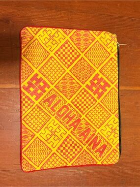 Hawaii's Finest Yellow and Red Geometric Cosmetic Pouch